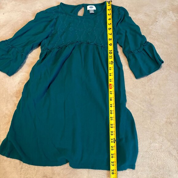 Old Navy Girls Boho Dress Teal Green Embroidered Bell Sleeve Size L 10–12 - Picture 3 of 5